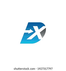Resumen de la letra inicial logotipo DX