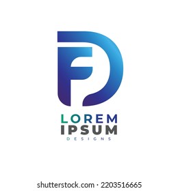 Minimalist Abstract Initial letter FD logo. This logo incorporate with abstract letter in the creative way.It will be suitable for which company or brand name start those initial.