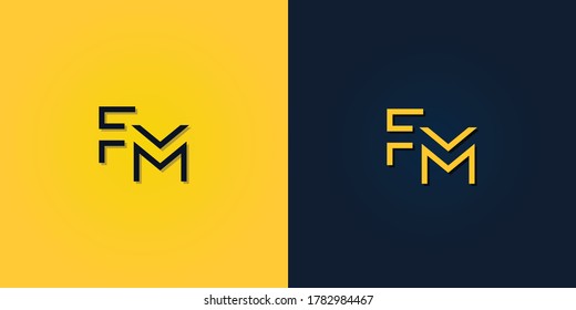 Resumen minimalista Letra inicial logotipo FM. Este logotipo incorpora con letra abstracta de forma creativa.Será adecuado para qué empresa o nombre de marca empiezan esos iniciales.