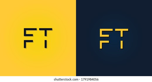 Resumen minimalista Letra inicial logotipo FT. Este logotipo incorpora con letra abstracta de forma creativa.Será adecuado para qué empresa o nombre de marca empiezan esos iniciales.