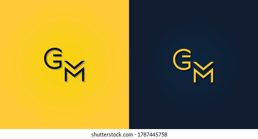Resumen minimalista Letra inicial logotipo GM. Este logotipo incorpora con letra abstracta de forma creativa.Será adecuado para qué empresa o nombre de marca empiezan esos iniciales.