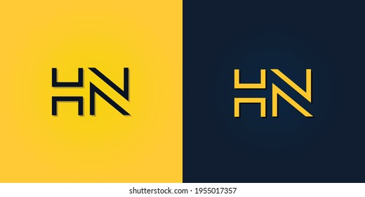 Minimalist Abstract Initial Brief HN Logo. Dieses Logo ist mit abstraktem Buchstaben in kreativer Weise eingebunden. Es ist geeignet, für welche Firma oder Marke der Anfang dieser Buchstaben ist.