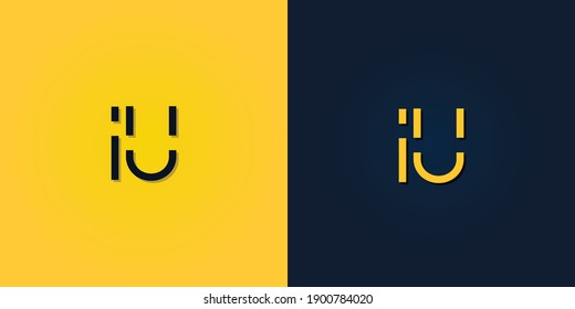 Minimalist Abstract Initial letter IU logo. This logo incorporate with abstract letter in the creative way.It will be suitable for which company or brand name start those initial.