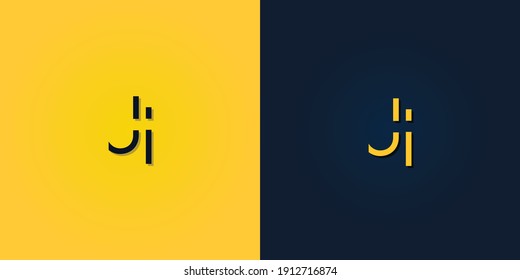 Resumen minimalista Letra inicial logo de JI. Este logotipo incorpora con letra abstracta de forma creativa.Será adecuado para qué empresa o nombre de marca empiezan esos iniciales.