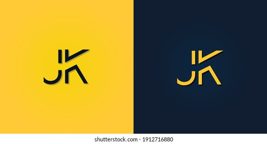 Resumen minimalista Letra inicial logotipo de JK. Este logotipo incorpora con letra abstracta de forma creativa.Será adecuado para qué empresa o nombre de marca empiezan esos iniciales.
