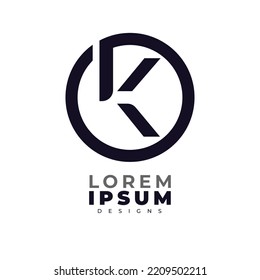 Minimalist Abstract Initial Letter K Logo. Dieses Logo ist mit abstraktem Buchstaben in kreativer Weise eingebunden. Es ist geeignet, für welche Firma oder Marke der Anfang dieser Buchstaben ist.