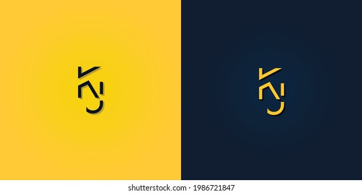 Resumen minimalista Letra inicial logotipo de KJ. Este logotipo incorpora con letra abstracta de forma creativa.Será adecuado para qué empresa o nombre de marca empiezan esos iniciales.