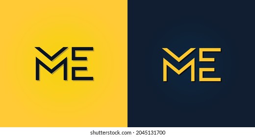 Minimalist Abstract Initial Brief ME Logo. Dieses Logo ist mit abstraktem Buchstaben in kreativer Weise eingebunden. Es ist geeignet, für welche Firma oder Marke der Anfang dieser Buchstaben ist.
