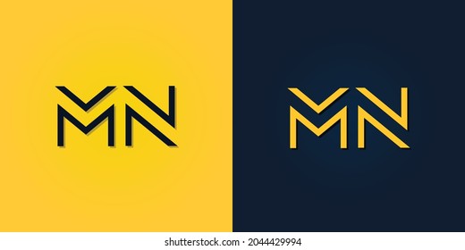 Resumen minimalista Letra inicial logotipo MN. Este logotipo incorpora con letra abstracta de forma creativa.Será adecuado para qué empresa o nombre de marca empiezan esos iniciales.