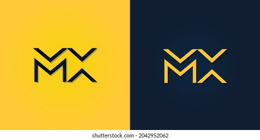 Minimalist Abstract Initial Brief MX Logo. Dieses Logo ist mit abstraktem Buchstaben in kreativer Weise eingebunden. Es ist geeignet, für welche Firma oder Marke der Anfang dieser Buchstaben ist.