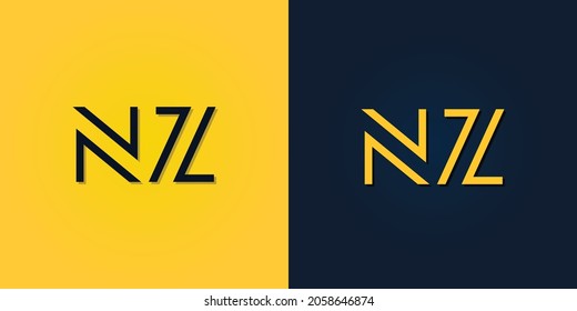 Resumen minimalista Letra inicial logo de NZ. Este logotipo incorpora con letra abstracta de forma creativa.Será adecuado para qué empresa o nombre de marca empiezan esos iniciales.
