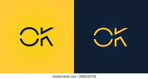Minimalist Abstract Initial letter OK logo. This logo incorporate with abstract letter in the creative way.It will be suitable for which company or brand name start those initial.