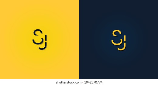 Resumen minimalista Letra inicial logo de SJ. Este logotipo incorpora con letra abstracta de forma creativa.Será adecuado para qué empresa o nombre de marca empiezan esos iniciales.