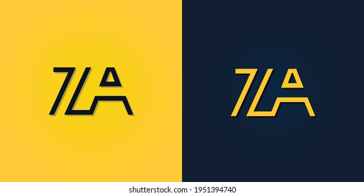 Resumen minimalista Letra inicial logotipo ZA. Este logotipo incorpora con letra abstracta de forma creativa.Será adecuado para qué empresa o nombre de marca empiezan esos iniciales.