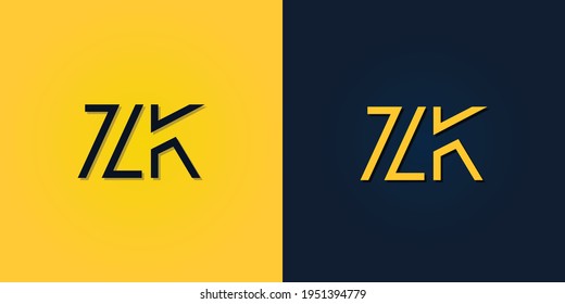 Minimalist Abstract Initial letter ZK logo. This logo incorporate with abstract letter in the creative way.It will be suitable for which company or brand name start those initial.