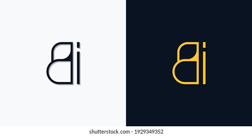 Logo de BI de letras iniciales abstractas minimalistas. Este logotipo incorpora con tipo de letra abstracto de forma creativa.Será adecuado para qué empresa o marca empiezan esos iniciales.