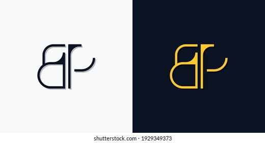 Letras iniciales abstractas y minimalistas logotipo de BP. Este logotipo incorpora con tipo de letra abstracto de forma creativa.Será adecuado para qué empresa o marca empiezan esos iniciales.