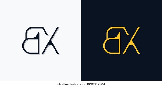 Letras iniciales abstractas minimalistas con logotipo BX. Este logotipo incorpora con tipo de letra abstracto de forma creativa.Será adecuado para qué empresa o marca empiezan esos iniciales.