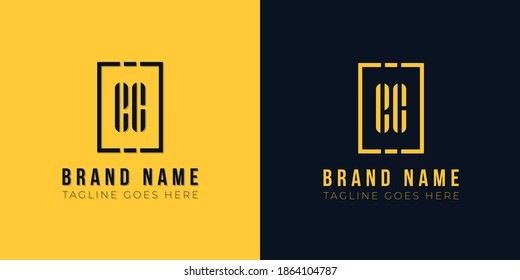 Minimalist abstract initial letters EC logo. This icon incorporate with two abstract letters and rectangle in the creative way. It will be suitable for which company or brand name start those initial.