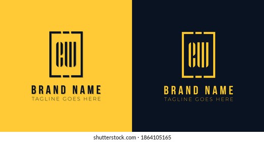 Letras iniciales abstractas minimalistas con el logotipo EW. Este icono incorpora dos letras abstractas y un rectángulo de forma creativa. Será adecuado para qué empresa o nombre de marca inician esas iniciales.