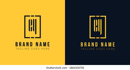 Minimalist abstract initial letters EY logo. This icon incorporate with two abstract letters and rectangle in the creative way. It will be suitable for which company or brand name start those initial.