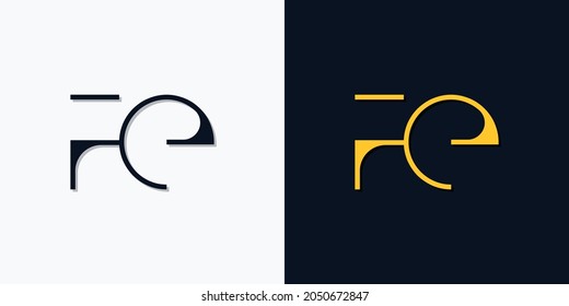 Minimalist abstract initial letters FE logo. This logo incorporate with abstract typeface in the creative way.It will be suitable for which company or brand name start those initial.