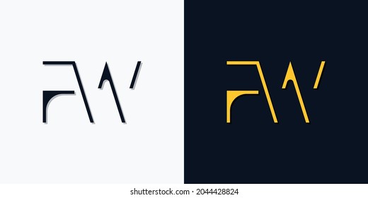 Minimalistische abstrakte Anfangsbuchstaben FW Logo. Dieses Logo ist mit einer abstrakten Schrift in kreativer Weise eingebunden. Es ist geeignet, für welche Firma oder Marke diese anfängt.