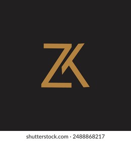 Minimalist abstract initial letters ZK logo.