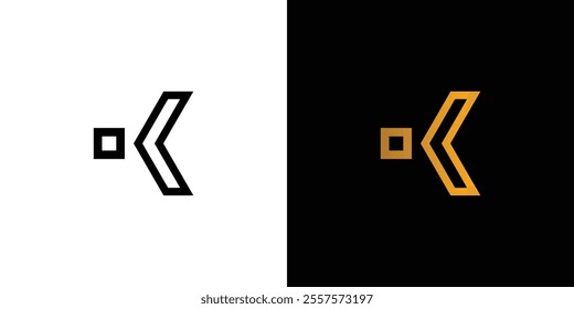 Minimalist Abstract K Logo Design with Geometric Elements in Black and White Contrast