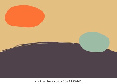 Minimalist Abstract Landscape with Bold Shapes. Organic shapes in earth tones, creating a modern, stylish composition. Vector illustration