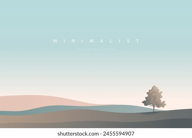 Minimalist abstract landscape poster. Nature wall decor.  Mountain background. Abstract art wallpaper for prints, art decoration, wall arts and canvas prints. Vector illustration