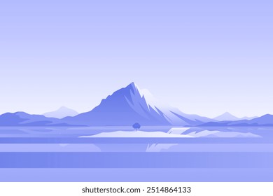 Minimalist abstract landscape poster. Nature wall decor.  Mountain background. Abstract art wallpaper for prints, art decoration, wall arts and canvas prints. Vector illustration