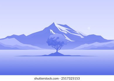 Minimalist abstract landscape poster. Nature wall decor.  Mountain background. Abstract art wallpaper for prints, art decoration, wall arts and canvas prints. Vector illustration