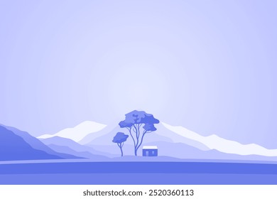 Minimalist abstract landscape poster. Nature wall decor.  Mountain background. Abstract art wallpaper for prints, art decoration, wall arts and canvas prints. Vector illustration