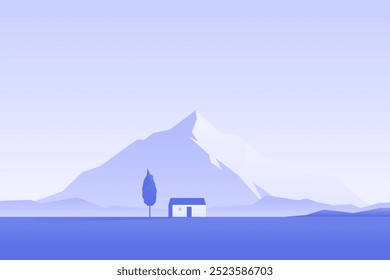 Minimalist abstract landscape poster. Nature wall decor.  Mountain background. Abstract art wallpaper for prints, art decoration, wall arts and canvas prints. Vector illustration