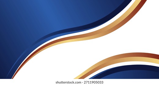 Diseño abstracto minimalista con líneas onduladas fluidas en colores azul y marrón dorado que forman una composición limpia y elegante.