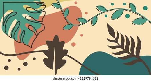 Ramas de la naturaleza de fondo abstracto minimalista, hojas sobre fondo blanco