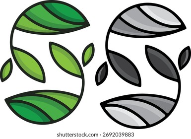 Icono de hoja Abstractas minimalista en Colores verdes y grises
