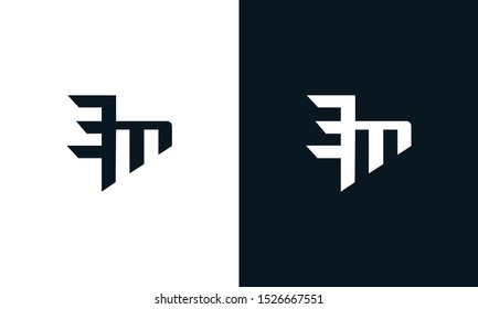 Minimalist abstract letter EM logo. This logo icon incorporate with two abstract shape in the creative process.