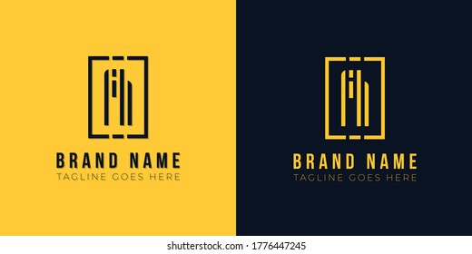 Minimalist abstract letter FH logo. This logo incorporate with abstract rectangle shape and typeface in the creative way. It will be suitable for which company or brand name start those initial.