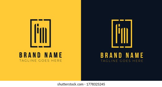 Minimalist abstract letter FM logo. This logo incorporate with abstract rectangle shape and typeface in the creative way. It will be suitable for which company or brand name start those initial.