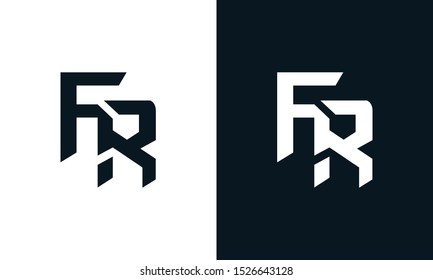 Minimalist abstract letter FR logo. This logo icon incorporate with two abstract shape in the creative process.