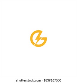 Minimalist abstract letter G bolt logo. This logo icon incorporate with two abstract shape
