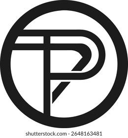 Minimalist abstract letter p logo design inside a circular vector shape