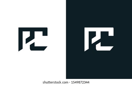 Minimalist abstract letter PC logo. This logo icon incorporate with two abstract shape in the creative process.