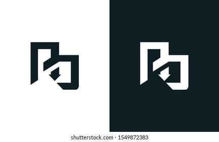 Minimalist Abstract Letter PO Logo. This Logo Icon Incorporate With Two Abstract Shape In The Creative Process.