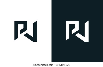 Minimalist abstract letter PV logo. This logo icon incorporate with two abstract shape in the creative process.