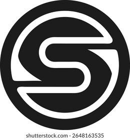 Letra abstrata minimalista s dentro de uma forma de círculo para design de logotipo moderno