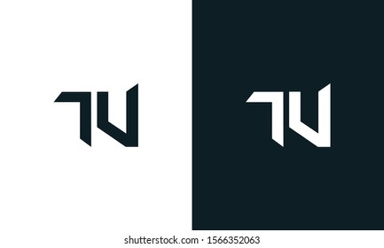 Minimalist abstract letter TV logo. This logo icon incorporate with two abstract shape in the creative process.