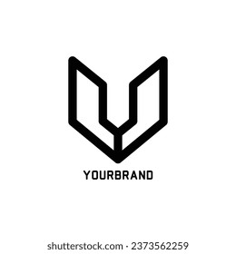 minimalist abstract letter U geometric shape vector company icon logo design concept